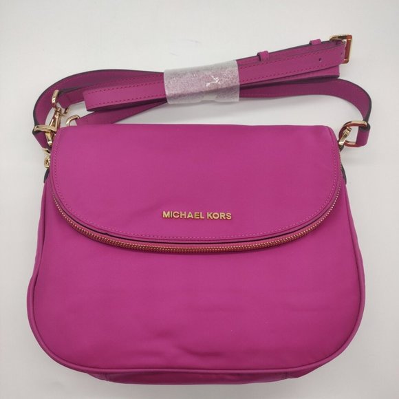MICHAEL Kors Shoulder Satchel Handbag Purse Convertible Fuscia Gold - Picture 1 of 8